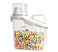 Besmall Contenitore Ermetico Cereali con Beccuccio Dispenser Contenitori di Plastica per Alimenti Cereali Cornflakes Zucchero Farina Contenitori Cucina Organizer (Bianco 1500ml)