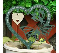 Besoamo Sympathy Gift Heart-Shaped Butterfly Plaque Stake, in Memory of Loved One, Memorial Gift for Loss of Mother, Bereavement/Condolences/Grief Gifts for Grave/Funeral/Garden Decor, Waterproof