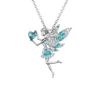 BESPMOSP Collana da donna con ciondolo a forma di elfi di cristallo a forma di cuore, idea regalo per ragazze, regalo di compleanno o amicizia, regalo per donne, Misura unica, Acciaio inossidabile