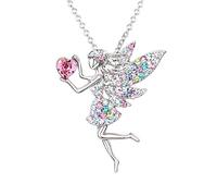 BESPMOSP Collana da donna con ciondolo a forma di elfi di cristallo a forma di cuore, idea regalo per ragazze, regalo di compleanno o amicizia, regalo per donne, Misura unica, Acciaio inossidabile