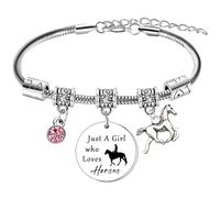 BESPMOSP Just A Girl Who Love Horses - Braccialetto con ciondolo a forma di cavallo, regalo per ragazze, donne, amanti dei cavalli, regalo per figlia, sorella, Nicec, amici, compleanno, laurea