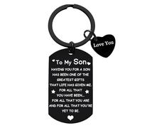 BESPMOSP Portachiavi con scritta in inglese "To My Son", regalo di compleanno da parte di mamma, papà, festa del papà, regalo per figlio adulto