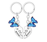 BESPMOSP Portachiavi per sorella, 2 pezzi, regalo coordinato a forma di cuore per sorella, sorella maggiore, regalo di amicizia per migliore amica, migliore amica, sorella, regalo di compleanno di