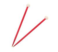 BESPORTBLE 1 paio Bacchette per Batteria Acero con Teste Morbido Strumenti Percussione Doppia Punta per Timpani e Rullante Accessorio Musicale Rosso