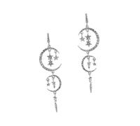 BESPORTBLE 1 Paio Flash Diamond Star Moon Orecchini Lunghi Orecchini Fai Cadere Orecchini Per Le Donne Orecchini Scintillanti Per Le Donne Orecchini a Goccia Di Strass Bianca Zircone