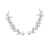 BESPORTBLE 1 Paio Orecchini a Foglia Di Salice Per Rampicante Fogliare Polsino Dell'orecchio Della Foglia Orecchini a Polsino Foglia Orecchini a Forma Di Foglia Silver Zircone