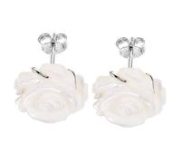 BESPORTBLE 1 Paio Orecchini a guscio madre in argento sterling borchie d'oro borchie orecchino rosa stalloni per le orecchie Fioriscono orecchini fatti a mano 925 sterline d'argento bianca