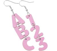 BESPORTBLE 1 Paio Orecchini alfanumerici orecchino asimmetrico da donna Ear for Women decorazione dell'orecchio orecchini con lettere da donna orecchini iniziali Di legno rosa