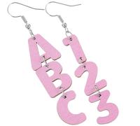 BESPORTBLE 1 Paio Orecchini alfanumerici orecchino orecchini di lettere orecchini pendenti Ear for Women Orecchini carini orecchini estetici orecchini iniziali Di legno rosa