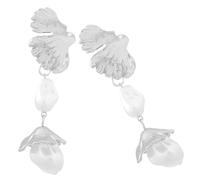 BESPORTBLE 1 Paio Orecchini Di Fiori Di Perle Orecchini Di Perle Da Donna Orecchino Delicato Tropfenohrringe Brautschmuck Ohrringe Ohrrringe Modeschmuck Ohrringe Pearle False Plastica Argento