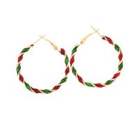 BESPORTBLE 1 Paio orecchini pendenti a cerchio di caramelle orecchini di bastoncini di zucchero dichiarazione orecchini a cerchio smaltati orecchini stella di Natale in smalto lega