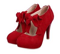 BESPORTBLE 1 Paio Tacchi Scarpe col Alto Tacchi da Signora Scarpe estive da Donna Scarpe coi Tacchi Calzature da Donna Scarpe con Nodo a Fiocco Tomaia: smerigliata Rosso