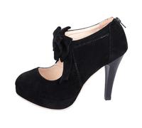 BESPORTBLE 1 Paio Tacchi Scarpe da Donna i Tacchi Allacciati Scarpe estive da Donna Scarpe coi Tacchi Scarpe con Nodo a Fiocco Scarpe col Alto Tomaia: smerigliata Nero