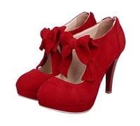 BESPORTBLE 1 Paio Tacchi Scarpe estive da Donna Scarpe con Nodo a Fiocco Scarpe coi Tacchi Scarpe col Alto Tacchi da Signora Calzature da Donna Tomaia: smerigliata Rosso