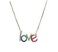 BESPORTBLE 1 Pezzo collana di lettere d'amore diamante catena delicato collana pendente colorato ciondolo personaggio inglese