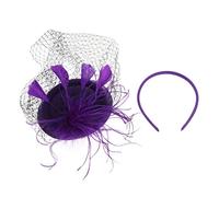 BESPORTBLE 1 Pezzo Fiore Di Testa Della Fascia Cappello Portapillole Viola Cappello Da Cocktail Tea Party Cappelli Da Tè Per Le Donne Velo Pillola Peaky Fascia Da Festa Viola,porpora Plastica