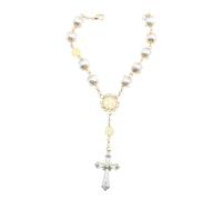 BESPORTBLE 1 Pz Bracciale Di Perle Bracciale Crocifisso Perline Braccialetto Rosario Bianca