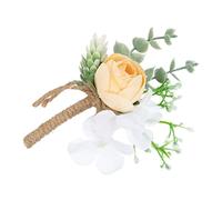 BESPORTBLE 1 Pz Corpetto nuziale simulato fiore all'occhiello dei testimoni dello sposo verde decorazione Fiore del matrimonio Boutonniere di fiori artificiali Panno di seta imitazione Giallo