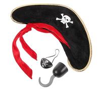 BESPORTBLE 1 Set Accessori Pirati Cappelli in Costume Da Pirata Accessori Per Costumi Da Pirata Costume Da Pirata Per Feste Maschere Per Gli Occhi Del Pirata Stoffa
