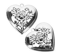 BESPORTBLE 1 Set Box A Ciondolo Fotografico Collana Del Medaglione Dorato Locket A Forma Di Cuore Medaglioni Per Donne Che Contengono Immagini Pendente Cuori Portafoto Argento Metallo 2 Pezzi