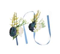 BESPORTBLE 1 Set Corpetto di fiori da polso braccialetto della sposa corpetto polso rosa arredamento fiore del polso della sposa di nozze fiore da polso da damigella d'onore plastica Blu