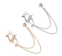 BESPORTBLE 1 Set Corso Diamante-intarsato Spilla Da Petto in Strass Carino Spille Per Gioielli Decorazione Del Matrimonio Nozze Spille Per L'abbigliamento Catena Spilla Lega Di Zinco 2 Pezzi