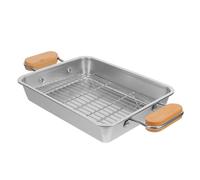 BESPORTBLE 1 Set di teglia per arrosti in Acciaio Inossidabile con griglia | Teglia per arrostire Il Tacchino 27x21x5 cm | Vassoio filtrante per Olio con Manico per Tacchino, Pollo, Verdure, Carne