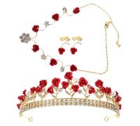 BESPORTBLE 1 Set Diadema Per Corone Del Matrimonio Accessori Per Con Strass Fasce Per Ragazze Copricapo Della Ragazza Dei Gioielli Per La Testa Lega Rosso