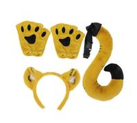 BESPORTBLE 1 Set Giocattoli di coda di tigre per Orecchie e zampe di coda Banca delle orecchie Tiger Ear Head Band guanti da artiglio per coda cosplay tessuto Cachi