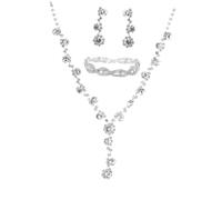 BESPORTBLE 1 Set Gioielli da sposa completamente diamanti Bracciale per ballo collana festiva collane di strass Gioielli da ballo collana di strass da sposa diamante d'acqua Argento