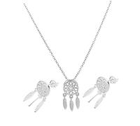 BESPORTBLE 1 Set Orecchini di piuma ciondolo Collane alla moda per le donne collana acchiappasogni da donna sogno ricevitore delle donne ciondolo e orecchini Rame placcato argento 925