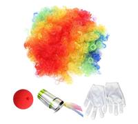 BESPORTBLE 1 Set Set Di Accessori Per Clown Guanti Da Parrucca Da Clown Accessori Da Clown Novità Parrucca Da Clown Anni '70 Anni '80 Costume Da Clown Tessuto Colore Casuale 5 Pezzi