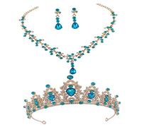 BESPORTBLE 1 Set Set di orecchini a della sposa Gioielli da damigella d'onore di compleanno vestire gioielli diademi nuziali per la sposa tiara nuziale Lega di zinco Sky-Blue