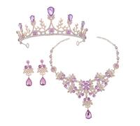 BESPORTBLE 1 Set Set di orecchini da collana a matrimonio nuziale signora compleanno nozze di moda Diademi di gioielli Orecchini penzolanti Lega di zinco Viola,porpora