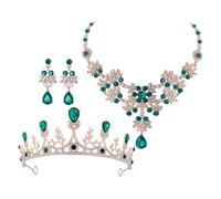 BESPORTBLE 1 Set Set di orecchini da collana a matrimonio sposa nuziale nozze mer Diademi di strass per ragazze di gioielli di Lega di zinco Green