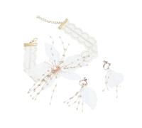 BESPORTBLE 1 Set Set di orecchini da collana di fiori ciondolo di perline Orecchino di moda gioielli dell'orecchio della signora orecchini pendenti per donna bianca
