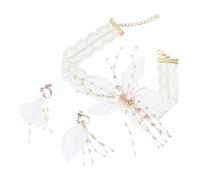BESPORTBLE 1 Set Set di orecchini da collana di fiori gioielli dell'orecchio della signora orecchini pendenti per donna ciondolo di perline Orecchino di moda bianca