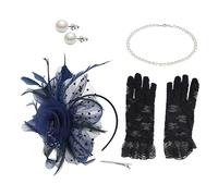 BESPORTBLE 1 Set Tuta per cappello a cilindro in mesh copricapo da tè cappelli e berretti da donna cappelli da tè Chiesa affascinante copricapo con velo piuma artificiale Marina