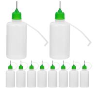 BESPORTBLE 10 Pezzi Bottiglia per Colla a Punta Ago da 50ml per Lavori di | Plastica e Acciaio Inossidabile, Ricaricabile e Riutilizzabile, Verde, per Assemblaggi e Lavori Artigianali