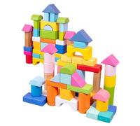 BESPORTBLE 100 Blocchi da Costruzione in Legno per Educativo di Mattoncini Geometrici Materiale Naturale Resistente Stimola Creatività e Pazienza Regalo per Ragazzi e Ragazze