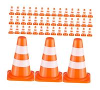 BESPORTBLE 100 Pezzi Mini Coni Stradali in Arancione Segnali di Traffico e Barriere Stradali in Miniatura per Gioco Educativo Tema Costruzioni e Parcheggio