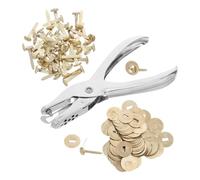BESPORTBLE 100 Pezzi Mini Fermacampioni Metallici Rotondi Oro | Rondelle Rotonde e Pinza Punzonatrice, Fissaggio Preciso, Regolazione Reversibile, per Pagine e Cartoncino