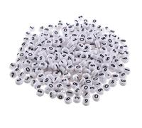 BESPORTBLE 100 Pezzi Perline Numeriche DIY in Acrilico, Perline per Gioielli e Collane, Bianche, con Foratura, per Portachiavi e Progetti di Creazione Gioielli