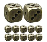BESPORTBLE 12 Dadi Vintage in Ottone Massiccio con Angoli Arrotondati, Dadi da Gioco Poliedrici per Giochi da Tavolo e Poker, Accessori per Giochi da Bar e Idee Regalo Decorativi