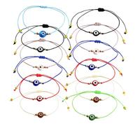 BESPORTBLE 12 Pezzi Braccialetti Anti-Malocchio Regolabili Cordino da Polso Design Rotondo Piatto Occhi Turchi Colorati su Entrambi i Lati Accessorio per Ragazze e Ragazzi