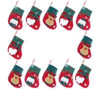 BESPORTBLE 12 Pezzi Set di Calze di Natale Rosse in Feltro per Decorazioni Festive da Appendere, per Riempire Dolci e Regali in Casa o Ristorante