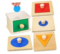 BESPORTBLE 2 Impostati Giocattoli Educativi Legno con Scatola per Monete e Puzzle Geometrici Attività per Sviluppare Coordinazione e Controllo