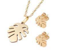 BESPORTBLE 2 Impostati Set Di Orecchini Da Collana a Foglie Di Palma Ciondolo Foglia Di Palma Orecchino a Foglia Di Palma Collana Di Foglie Di Palma Collana j Per Le Donne Collane D'oro