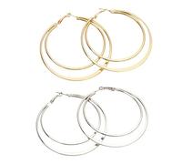 BESPORTBLE 2 Paia Di Orecchini Doppi Orecchini Spessi Due Numeri Geometrici Piccoli Cerchi In Argento Orecchini Quadrati Alla Moda Orecchini Decorativi Orecchini Esagerati Forniture