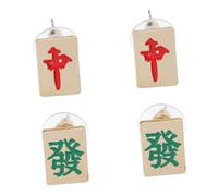 BESPORTBLE 2 Paia Mahjong Design Alloy Earrings For Women Stylish Square Ear Studs Vintage Chinese Style Jewelry Accessory For Parties And Everyday Wear